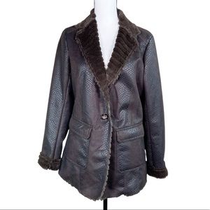 G.E.T Brown Snake Pattern Fur Lined Jacket Coat